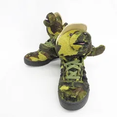 ジェレミースコット アディダス Jeremy Scott×adidas スニーカー ハイカット ぬいぐるみ ベアー カモフラ 迷彩柄 Q20197 カーキ 24.5のサムネイル