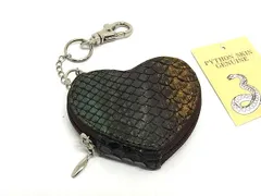 ■極上■本物■新品■未使用■ パイソン キーホルダー バッグチャーム コインケース コインパース 小銭入れ グリーン系 BI7919