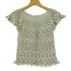 レストローズ ニット トップス 透かし編み 半袖 サマーセーター レディース Mサイズ ベージュ L'EST ROSE 【中古】