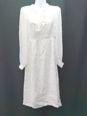 ◇ ⊇ DRESS PLUS ドレスプラス 長袖 膝下丈 ワンピース サイズS ホワイト系 レディース E  【1412260041294】