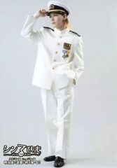 海上自衛隊幹部第3種夏制服上下/ベルト 制帽/1佐階級章/防衛記念章/白