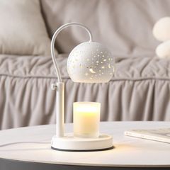 【人気商品】PSE認証済み おしゃれ GU10電球2個 星空の形 高さ調節可能 無段階調光 (ホワイト) アロマキャンドルバーナー ランプ キャンドルウォーマー SAOSUP