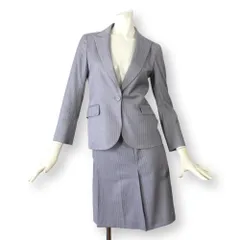 21【新品同様】インディヴィ スカートスーツ 上36 下38 ★未使用に近い★ 上S 下M グレー ストライプ 面接 ビジネス INDIVI 春夏秋