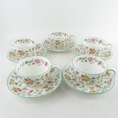 美品 MINTON ミントン ハドンホール ティーカップ＆ソーサー 5客 セット 花柄 フラワー SU6556J 