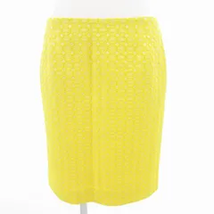 グリーンレーベルリラクシング ユナイテッドアローズ green label relaxing 美品 総レーススカート タイト ひざ丈 38 黄 イエロー /GV ■GY14