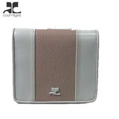 ♡未使用保管♡coureges クレージュ　 二つ折り財布 ロゴ バイカラー Courreges - 訳有 未使用 クレージュ ☆ レザー ロゴ バイカラー
