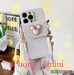 ☆ミッキー☆スマホケース iPhone 13mini ディズニー ブラック ホワイト ブラウン