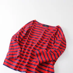 ルミノア × ヒューマンウーマン Le Minor HUMAN WOMAN 美品 コットン ボーダーカットソー M/レッド トップス【2400013473934】のサムネイル
