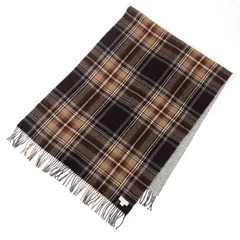 美品 Joshua Ellis ジョシュアエリス  ストール  ブラウン 大判 チェック フリンジ カシミヤ100％ レディース　240001129790