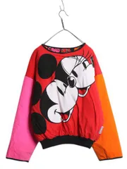 【お得なクーポン配布中!】 90s ディズニー オフィシャル ミッキー 総柄 中綿 リバーシブル ジャケット メンズ レディース L 程/ オールド キャラクター プルオーバー