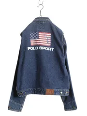 【お得なクーポン配布中!】 90s 初期 ポロスポーツ ラルフローレン デニム ジャケット メンズ XL オールド ポロ 星条旗 ジージャン ブルゾン カバーオール ガチャポケ