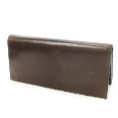 ポールスミス PAUL SMITH 長財布 ウォレット 二つ折り 小銭入れあり レザー マルチストライプ ロゴ 刻印 茶 ブラウン /CK10 ■GY18