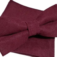 蝶ネクタイ ポケットチーフ セット レッド コットン 前撮り 結婚式