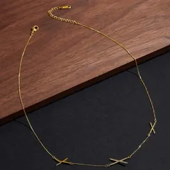 Ｋ18金コーティング　ジルコンデコレーションネックレス