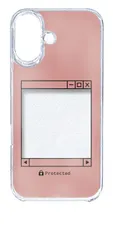 【新品未使用】iPhone16 アイフォン16 クリア ハードケース (ピンク) レトロパソコン風 フォトフレーム くすみカラー カバー スマホケース cl-ip16-409