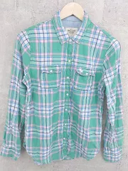 ◇ Abercrombie&Fitch アバクロンビー＆フィッチ チェック 長袖 シャツ サイズXS グリーン レディース  【1002801007256】