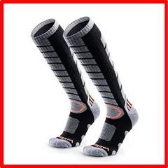 【匿名配送】ブラック 2 足セット_L [WEIERYA] メリノウール スキーソックス 2 足セット、防寒 長い 膝丈 靴下 スキー、スノーボード、冬のアウト