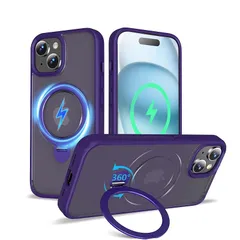 【2024新開発・定点360度回転スタンド】KWATUNG iphone 15 plus 用 ケース MagSafe対応 ワイヤレス充電対応 いphone15plus 用ケース 隠し収納式スタンド 横縦両立 角度調整 iphone15プラス用ケース リング 0