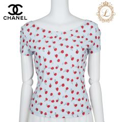 【返品可】CHANEL シャネル ココマーク 半袖 カットソー トップス Tシャツ サイズ40 ライトブルー ブランド アパレル