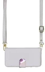 iPhoneXR  ケース 手帳型 アイフォンXR スマホケース スマホショルダー レザー ストラップ 花柄 大理石 薔薇 かわいい 調節可能 130cm  カラー03