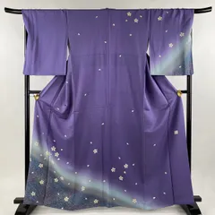 ［付下げ］　紫色　中古品　松　笹 ポイント10倍|7/31 10時まで】【中古】 付下げ レディース 正絹