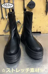 ☆新品未使用・美品☆ 24cm ヨースケ YOSUKE 厚底スニーカー レディース ブラック ハイカット 厚底ブーツ ストレッチブーツ スニーカーブーツ 黒 ショートブーツ 約5cm 厚底フラット MY716-631