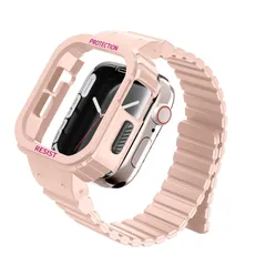 コンパチブル Apple Watch バンド 49mm 45mm 44mm 42mm 41mm 40mm 38mm 耐衝撃 保護カバー ケース スポーツバンド 一体型 マグネット 磁吸引式ループ 自由調整 装着簡単 アップルウォッチ バンド 対応 iWatch