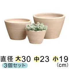 【新品】大中小3個セット 白化粧 シンプル 丸浅型  素焼き鉢 テラコッタ 鉢