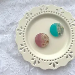 お花のバイカラー　ヘアゴム　ポニーフック