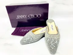 ☆JIMMY CHOO　ジミーチュウ　ウール　ビーズ刺繍　フラットパンプス　ミュール　＃３６(２３ｃｍ)　ライトグレー　K26389