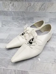 ◇ Θ EVOL イーボル ポインテッドトゥ フラット パンプス シューズ サイズ23.5㎝ アイボリー レディース P  【1409090025556】