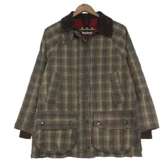 00年代 Barbour バブアー BEDALEビデイル オイルドジャケット チェック ブラウン(レディース UK12)中古 古着 A4736