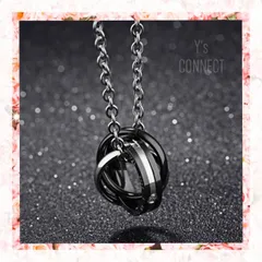 【新品・未使用】ネックレス　3連リング　ブラック　ペアネックレス　カジュアル