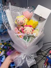 Tulip & 可愛いブタちゃん　花束　編み物　15号