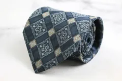 イヴ・サンローラン ブランド ネクタイ YSL チェック柄 花柄 ドット 格子柄 シルク PO メンズ ネイビー YVES SAINT LAURENT 【中古】