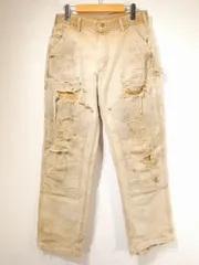 雰囲気良し USA製 10s ビンテージ Carhartt カーハート ブラウン ダック ダブルニー ペインター ワーク パンツ 32×32 襤褸 Distressed style 90s 80s 70s 60s 50s 40s 30s