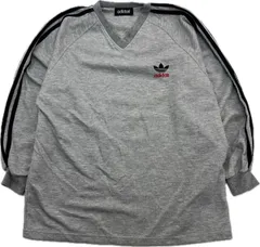 adidas ☆ トレフォイル 刺繍 ロゴ グレー 薄手 スウェット シャツ 長袖 ML相当 ストリート スケーター 古着 オールド アディダス■CF272