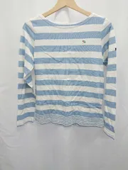 ◇ Θ Arnold Palmer アーノルドパーマー ボーダー柄 長袖 カットソー サイズ3 ライトブルー ホワイト レディース E  【1506110011510】