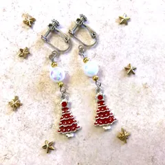 ハンドメイドイヤリング185 クリスマス　ツリー　サンタコス
