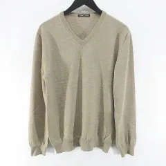 ヘルムートラング HELMUT LANG 長袖 ニット セーター Vネック S ベージュ系 リブ 毛 ウール 無地のサムネイル
