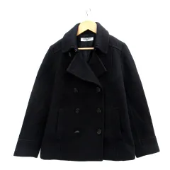 ナチュラルビューティーベーシック NATURAL BEAUTY BASIC Pコート ピーコート ショート丈 ウール S 紺 ネイビー /SM41のサムネイル