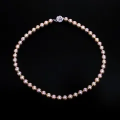 ●8.5mm玉 あこや本真珠 ネックレス  大粒 ゴールド系 パールネックレス シルバー金具 /am-A-209-5582-6.6/天然/エレガント/高級/本物/綺麗/上品