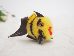 送料無料★シュタイフ★Woolen Coral Reef Fish 7cm オールID's完品★1968年製ぽんぽん熱帯魚(イエロー)/コーラルリーフフィッシュ★Steiff★