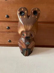 激レア 熊の置物 木製　木彫り　刀彫　彫り　民芸品　工芸品 北海道特選民芸品