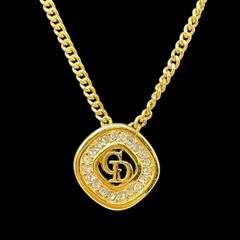 vintage Dior CDロゴ ネックレス ラインストーン ゴールド 161 - メルカリ