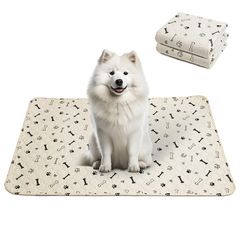 STVICTORY ペットシーツ 洗える 犬 猫 ペット用 おしっこマット 下敷き ペットマット 滑り止め 防水 速乾 消臭 子犬/シニア犬の介護シーツ 繰り返し使用可能 多頭飼い 骨柄（オフホワイト 60x45cm 2枚セット） 1
