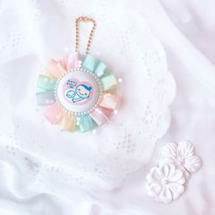 ハンドメイド　両面マタニティマーク　チュールロゼット　レインボー　完成品