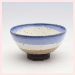（３Ｐセット）瀬戸焼　彩ライン　飯碗（青）　※陶器,贈り物,個性的,ギフト,シリーズ,高級感,高品質,日本製,レトロモダン,かわいい,ご飯,お茶碗,家族,シンプル,4色,カラフル,パステルカラー　◎2セット目以上大幅値引き対象商品♪