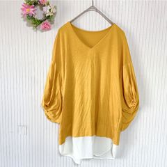 54-55 ー大特価ー 【ジョルジュレッシュ】 GEORGES RECH レディース トップス レイヤード シャツ ブラウス （M） レーヨン イエロー ストレッチ ドレープ