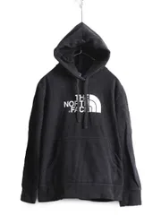【お得なクーポン配布中!】 ノースフェイス プリント スウェット フード パーカー レディース XL 古着 The North Face トレーナー プルオーバー 裏起毛 アウトドア 黒